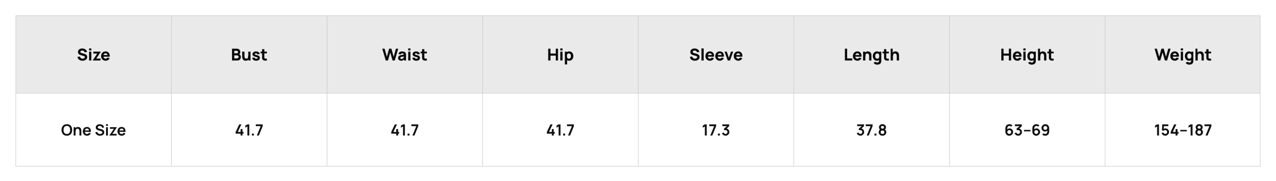 Size Chart