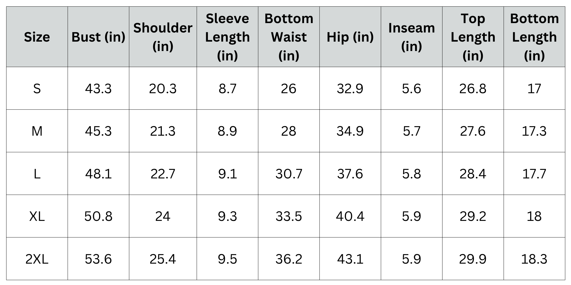 Size Chart