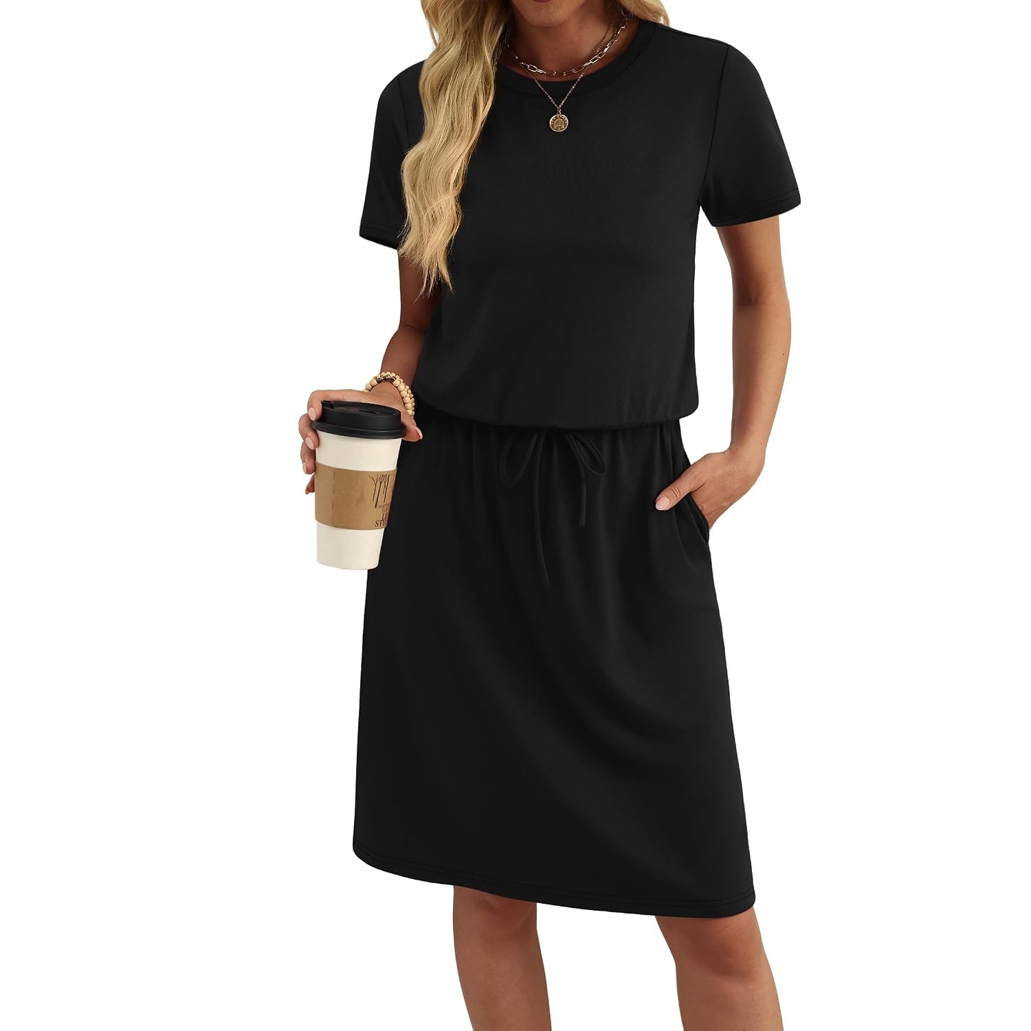 Casual Short Sleeve Crew Shirt With Tie For Women