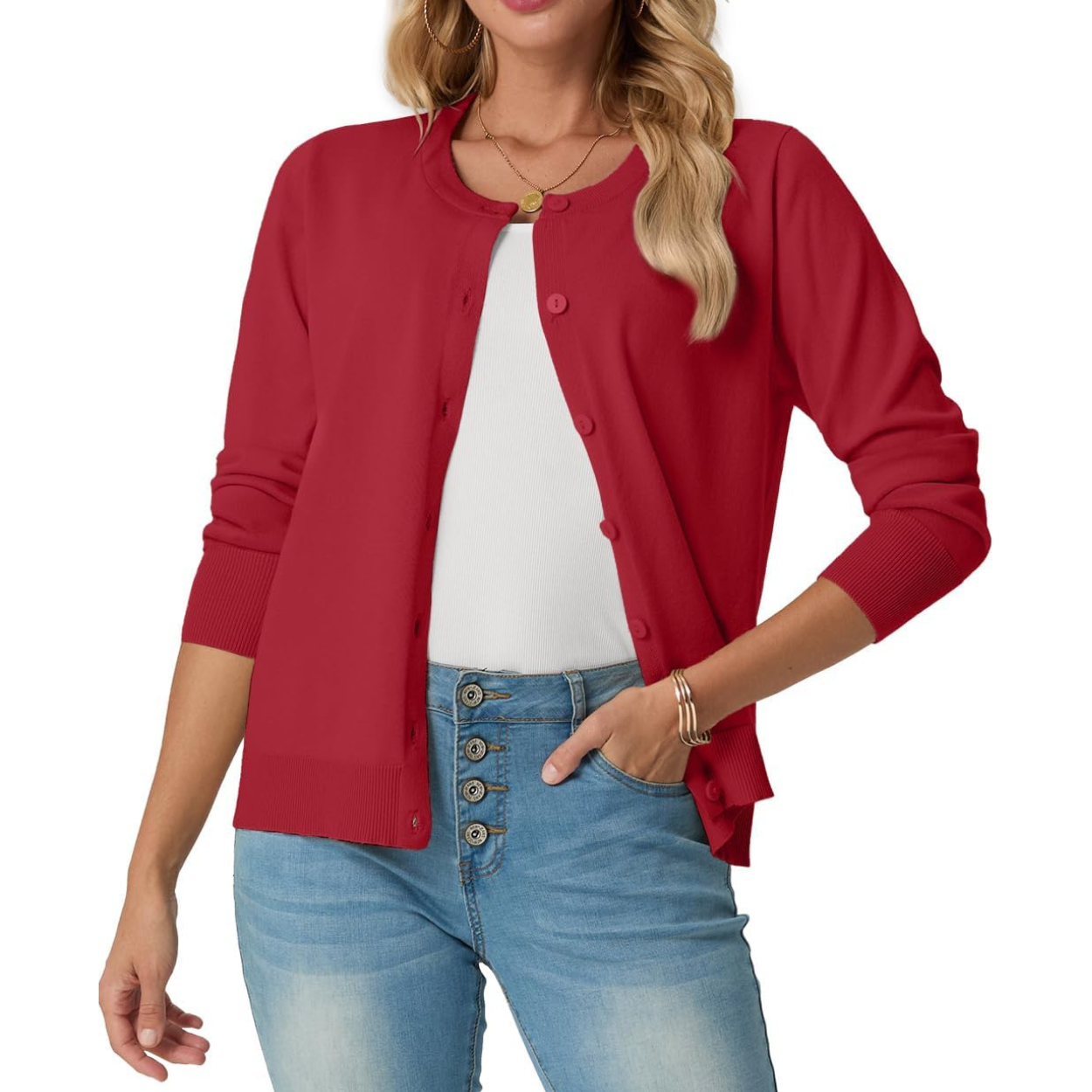 Casual Long Sleeve Knit Cardigan Sweater For Women