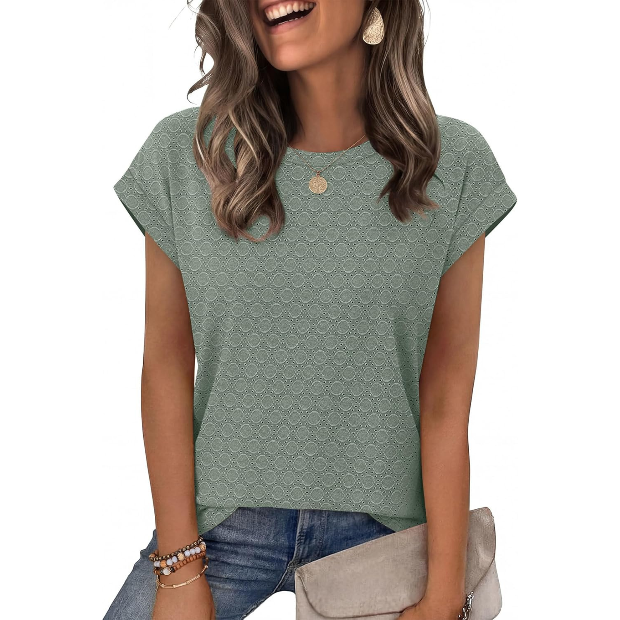 Womens Summer Tops Short Sleeve Shirts Crew Neck Tshirt Cute Trendy Tunic Blouses