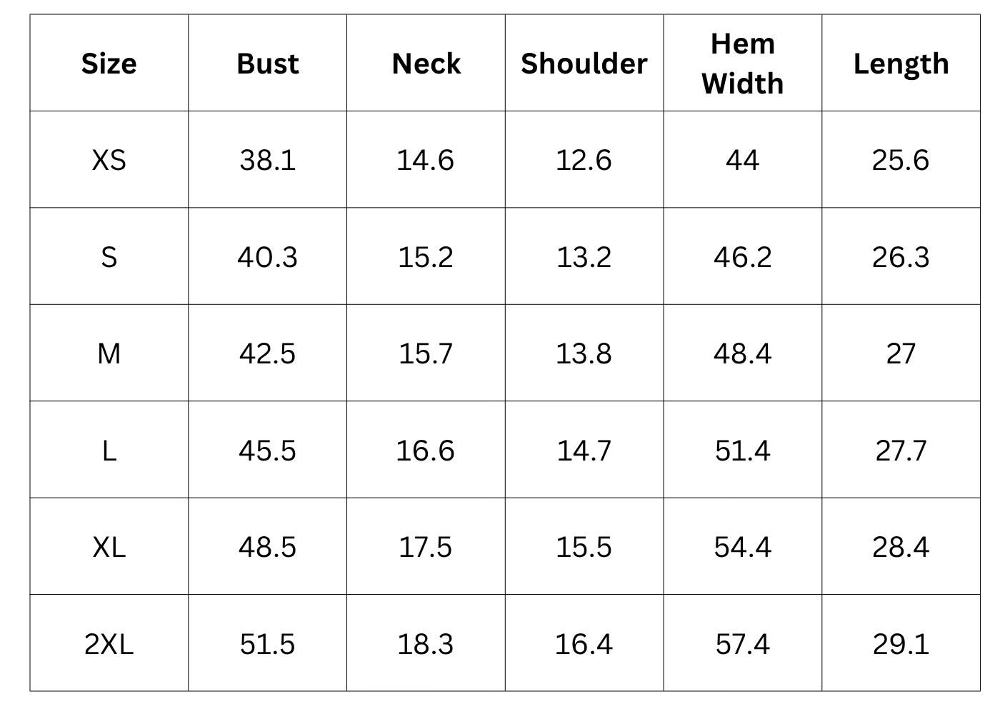 Size Chart