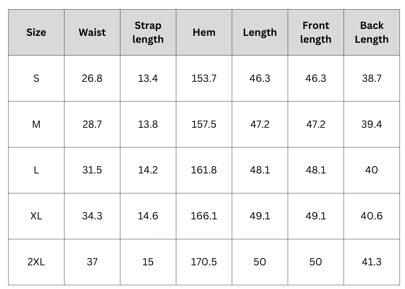 Size Chart