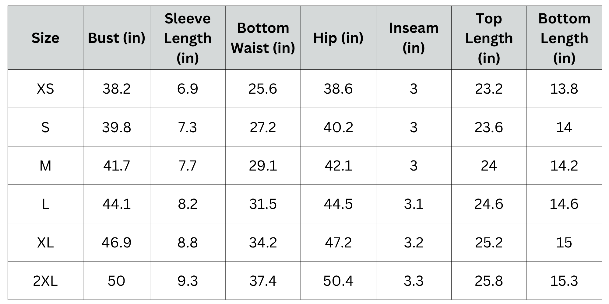 Size Chart