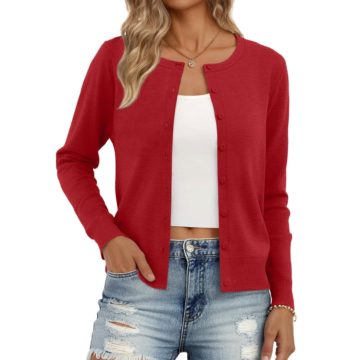 Soft Knit Button Down Cardigan Sweater For Women