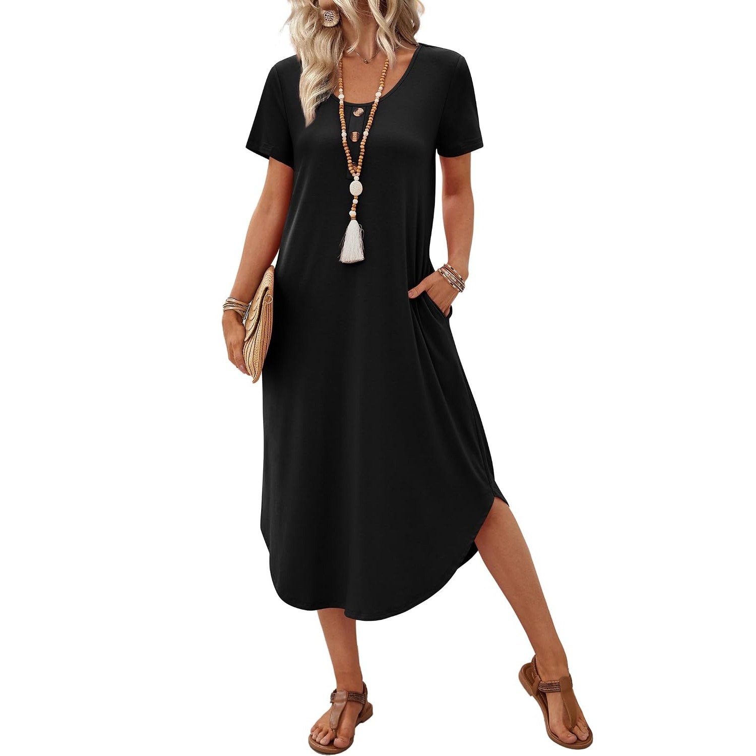Casual Midi Resort Dresses With Pockets For Women