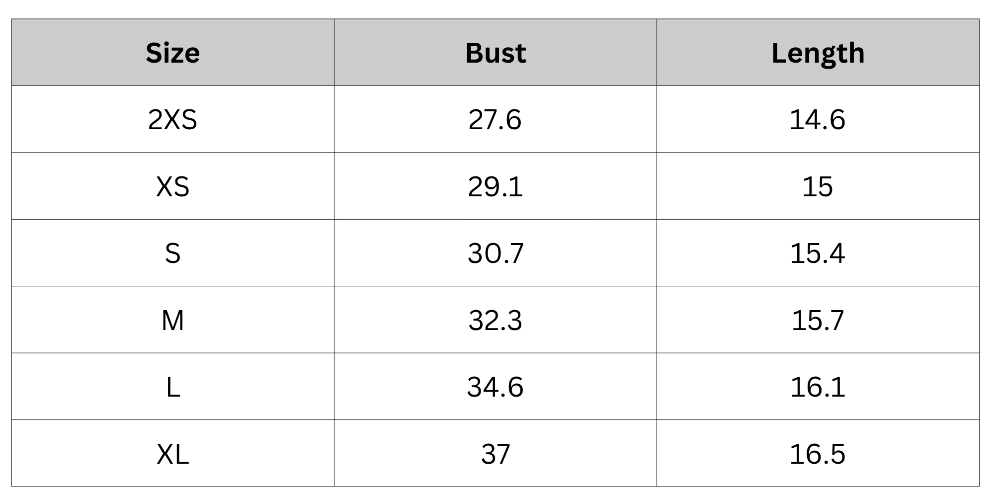 Size Chart
