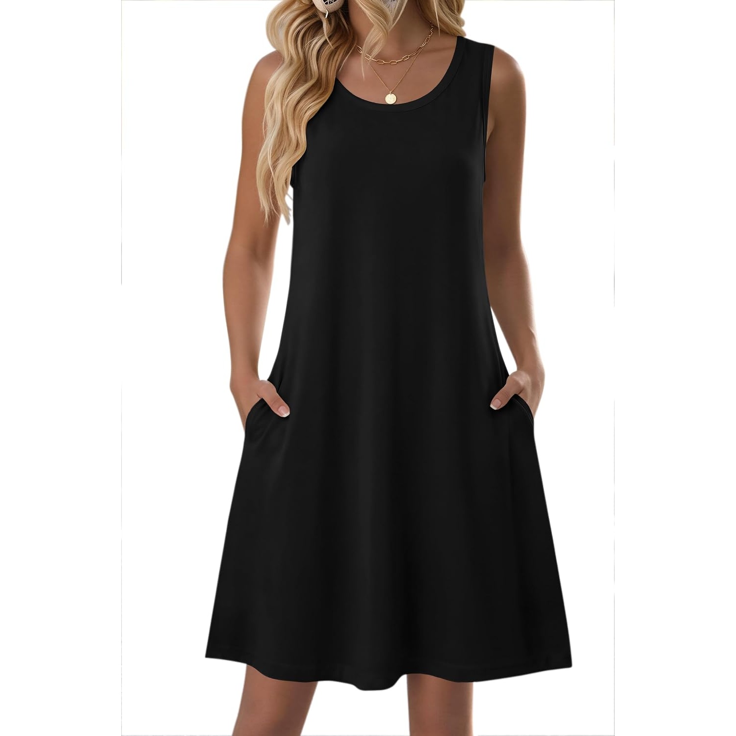 Casual Sleeveless Summer Sundress With Pockets For Women