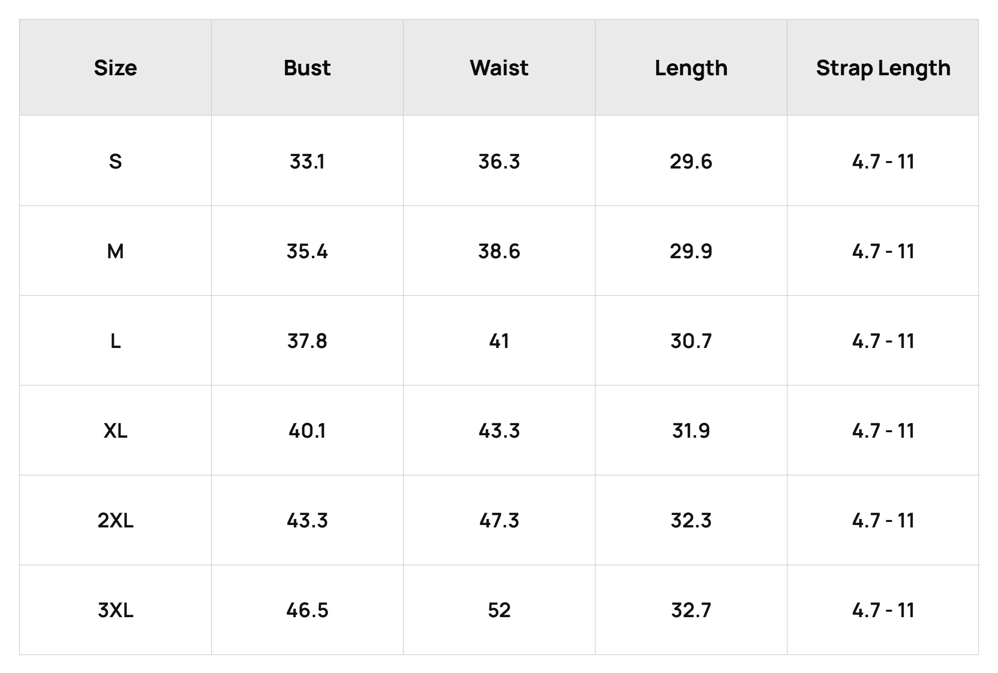 Size Chart