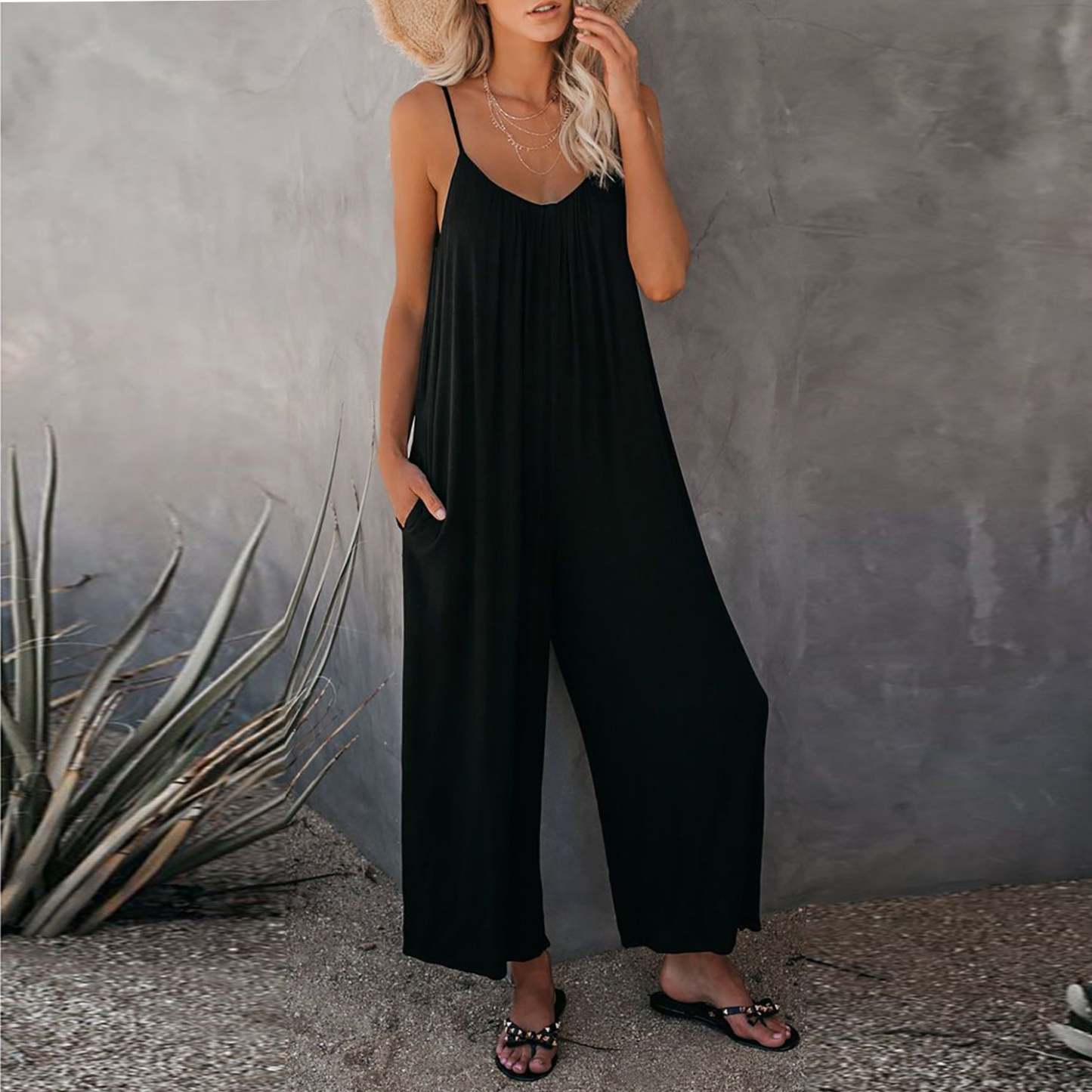 Ultimate Flowy Wide leg Jumpsuit with Pockets-My Comfy Blouse