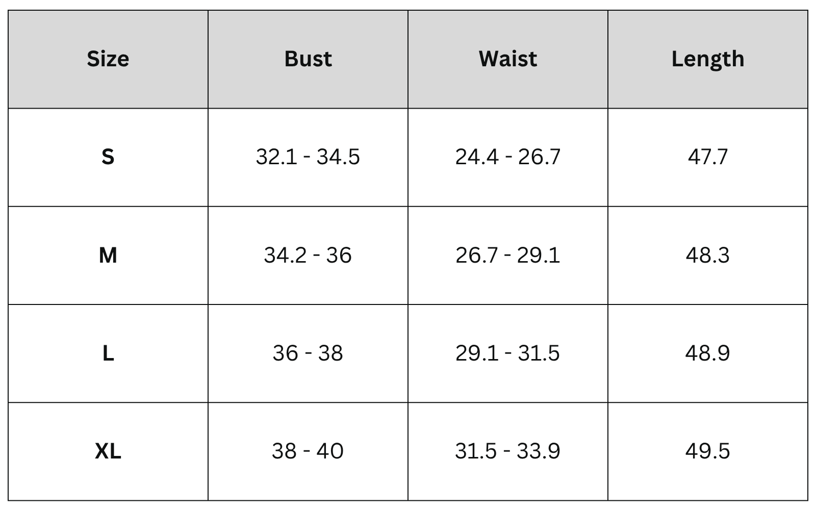 Size Chart