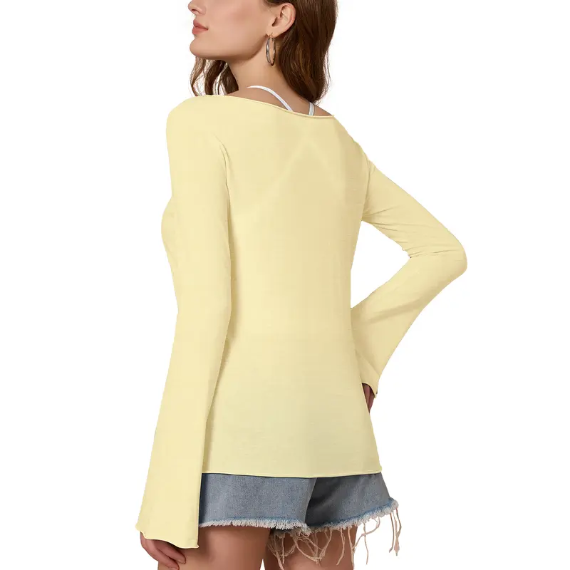 Semi Sheer Long Sleeve Blouse For Women 