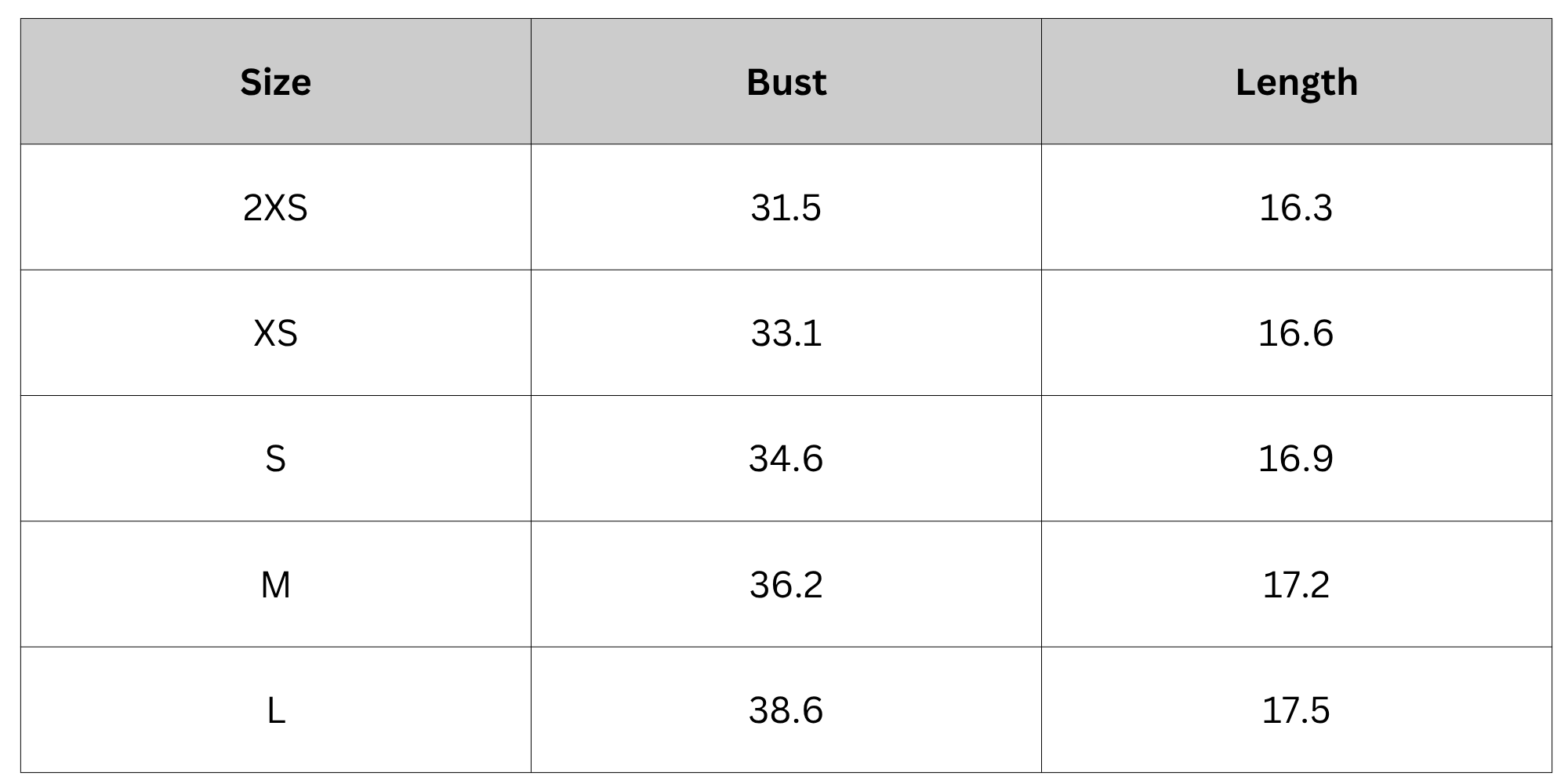 Size Chart