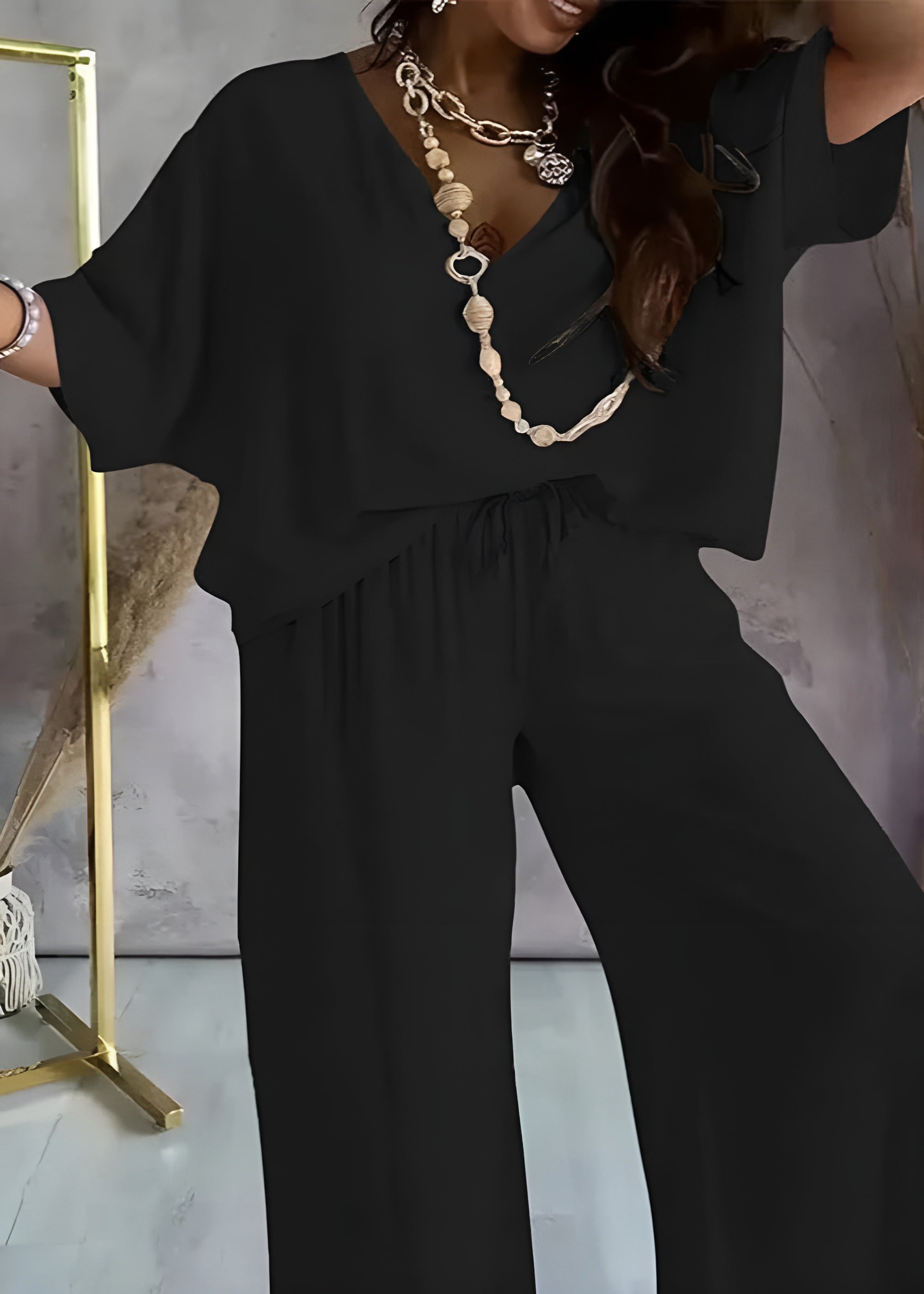 Fashionable Short Sleeve T Shirt And Straight Pant Set-My Comfy Blouse