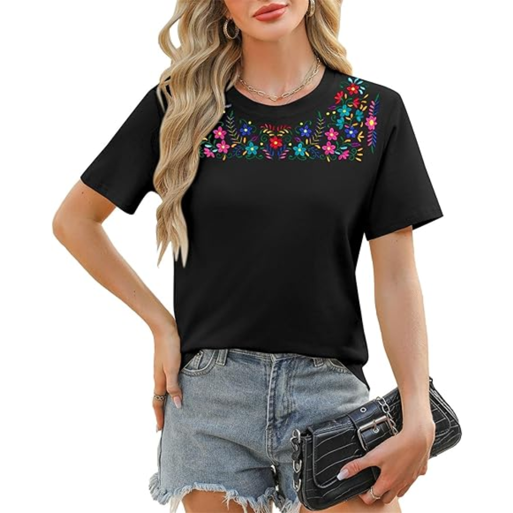 Fifa And Mexico T-shirt Casual Embroidered Party For Women
