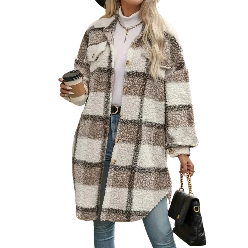 Plaid Button Up Oversized Jacket-My Comfy Blouse