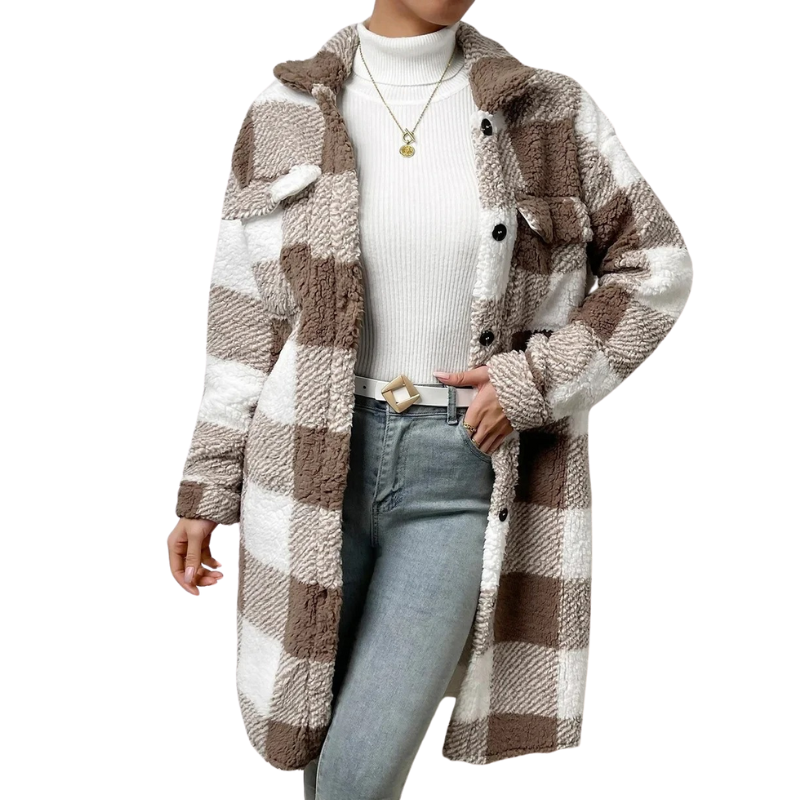 Oversized Button Up Plaid Coat-My Comfy Blouse