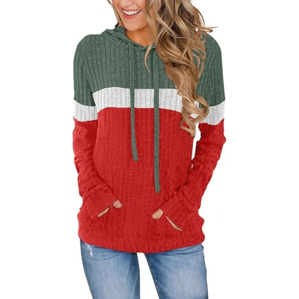Women’s Color Block Knit Hoodie