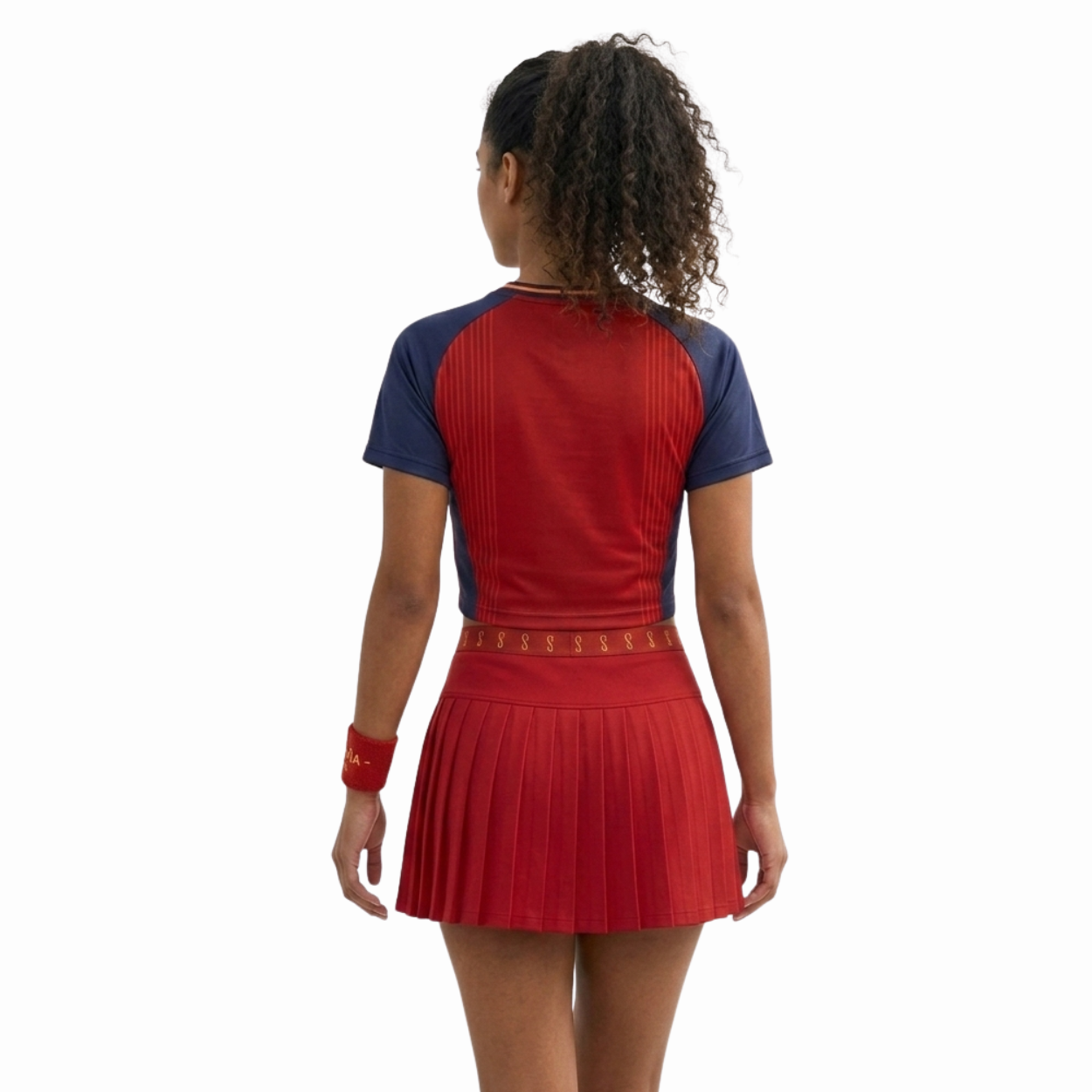 FIFA 2026 Spain Football Themed Two Piece Skirt Set For Women