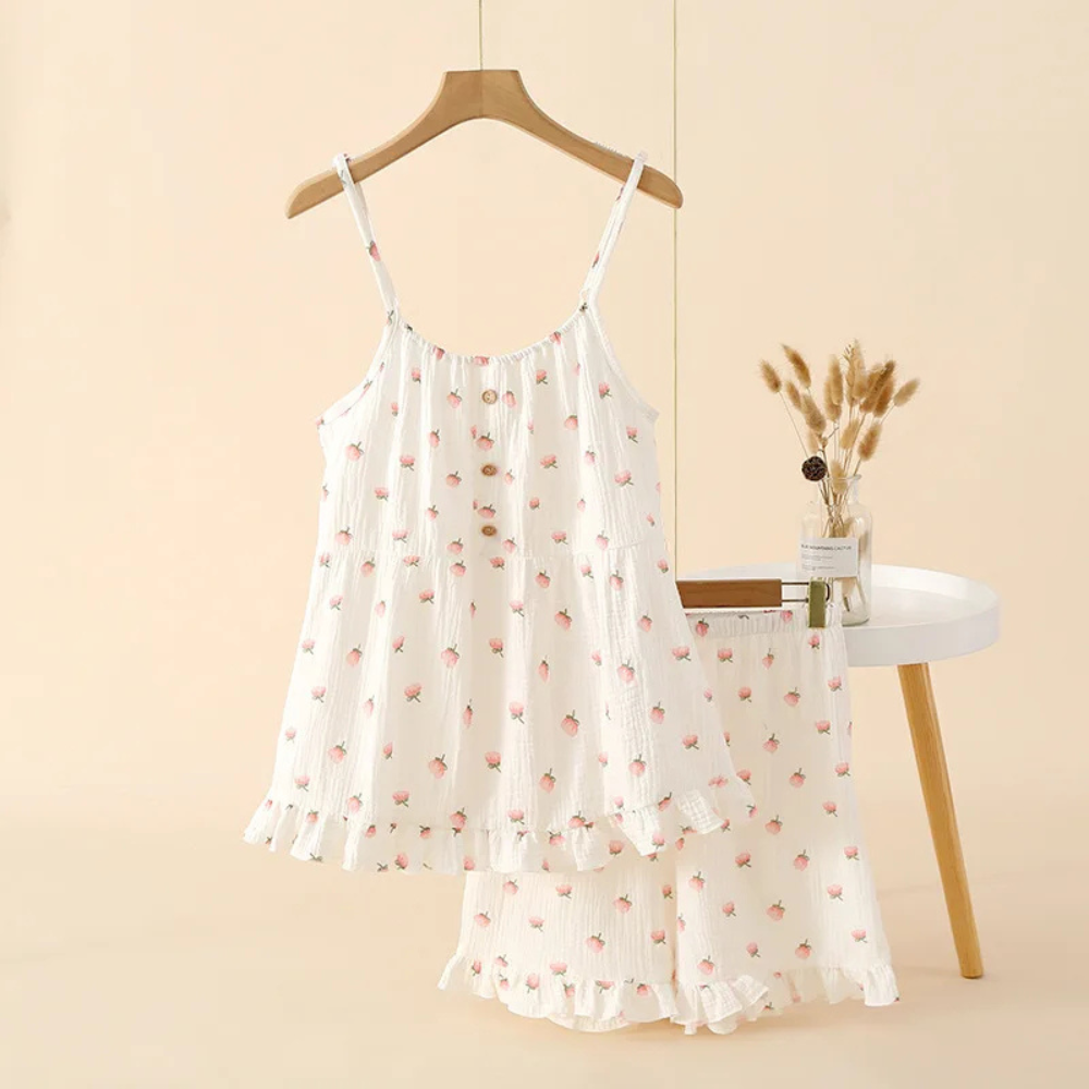 Vintage Landscape Print Sleeveless Lounge Set