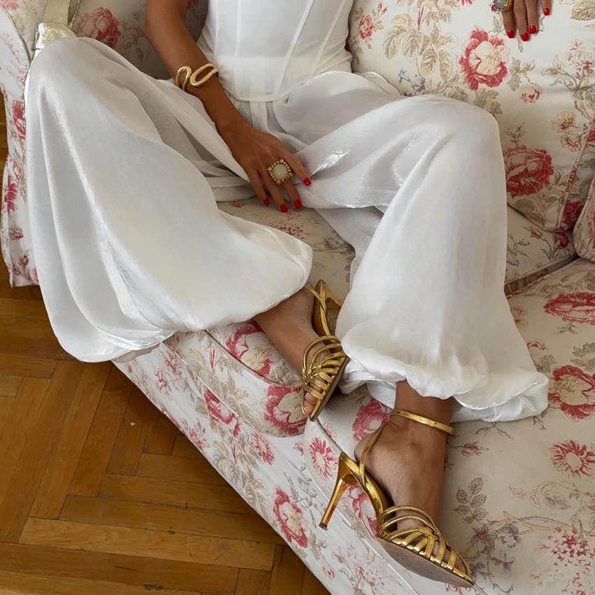 Loose Fit Vintage Design High Rise Long Pants For Women