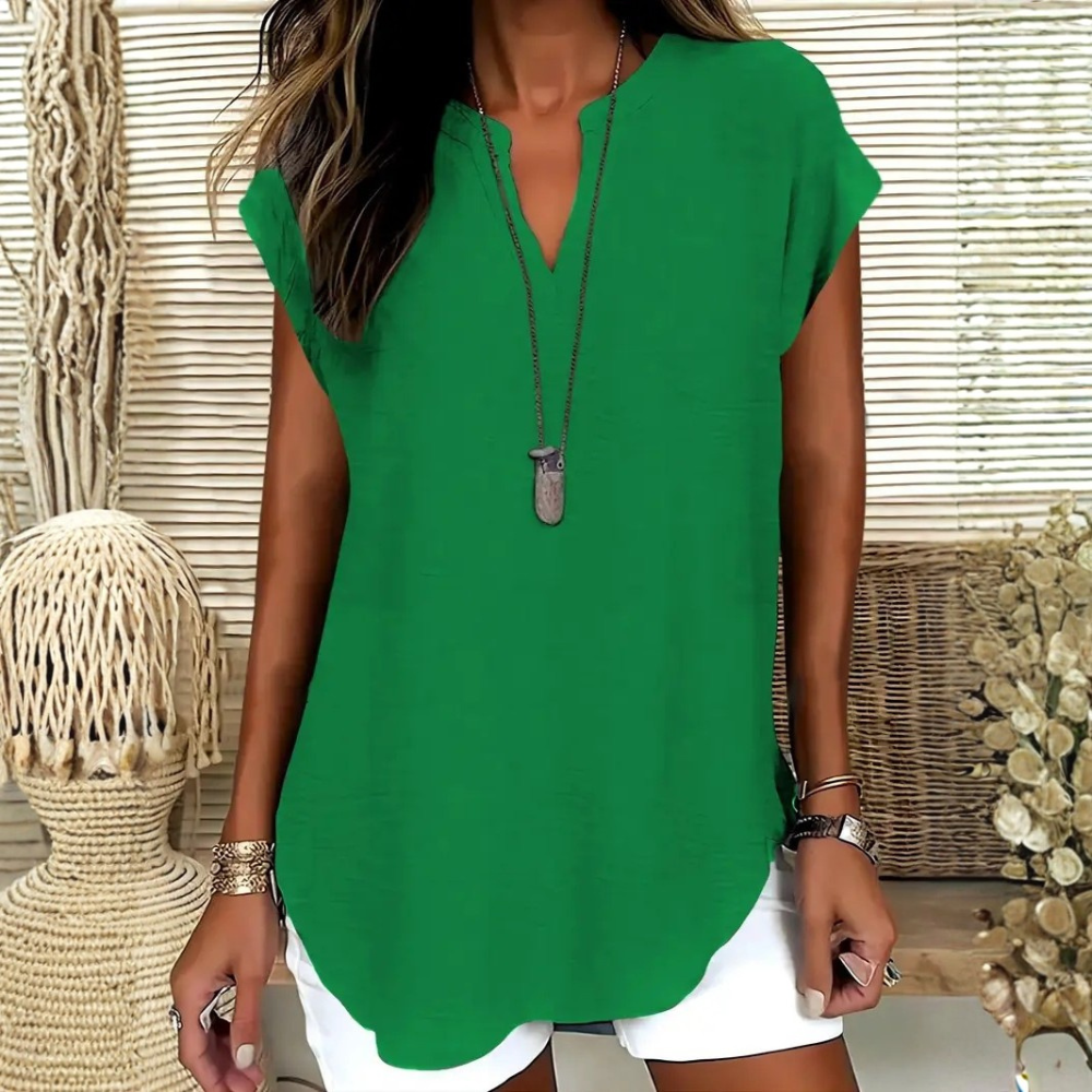Casual Plain Notched Fitted Blouse Top For Women