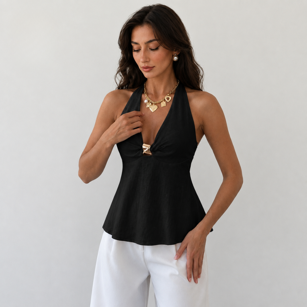 Metal Decor A Line Summer Top For Women