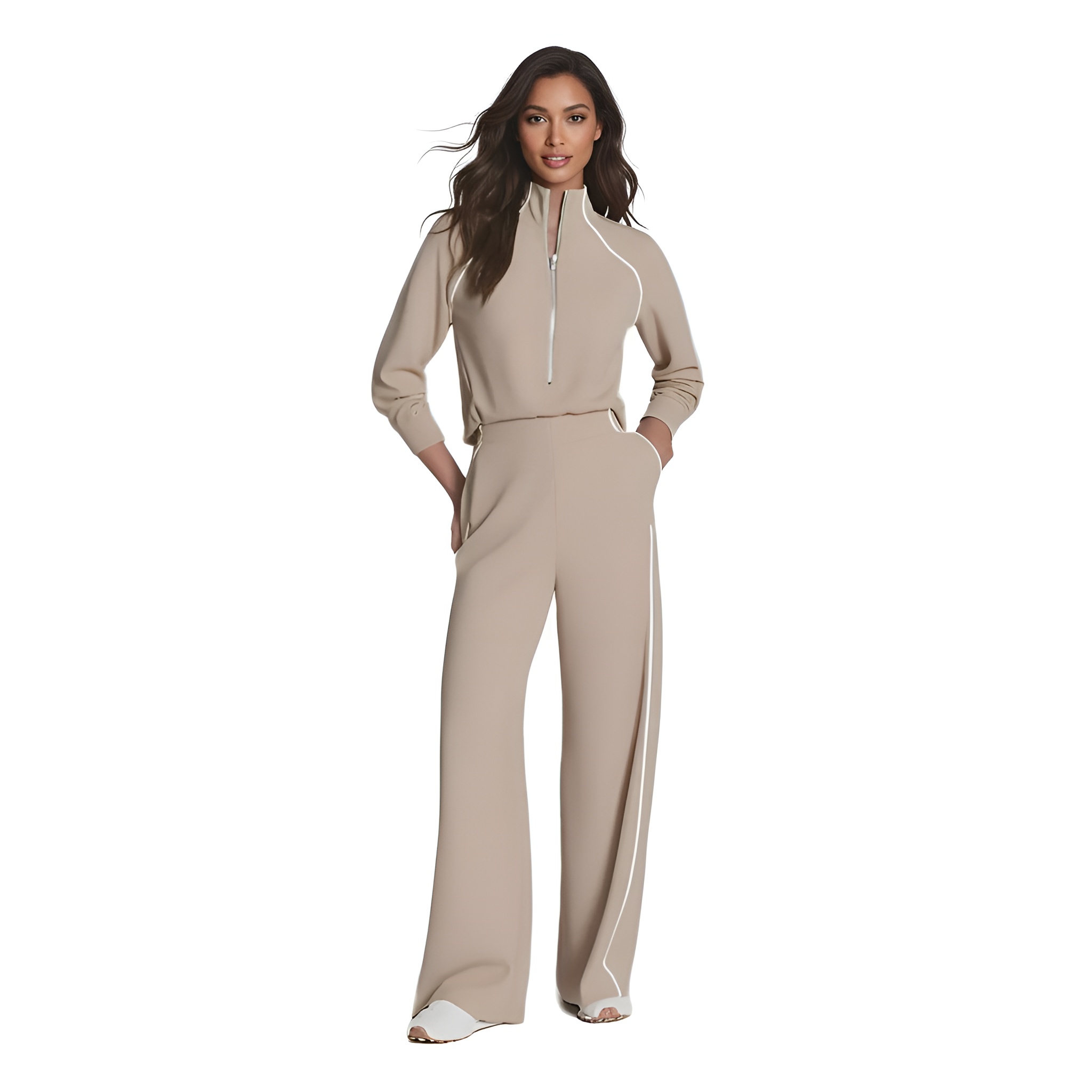Pique Half Zip Jumpsuit