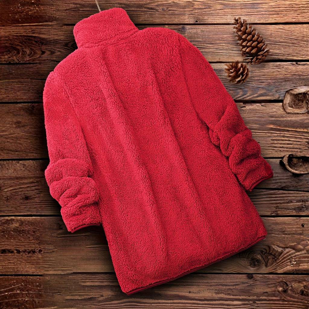 Solid Teddy Coat With Zip Up Front And Casual Long Sleeve Fit For Women