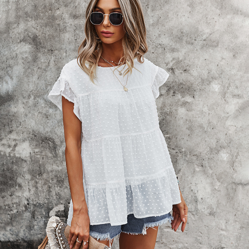 Multi Layered Frilled Short Sleeve Blouse-My Comfy Blouse