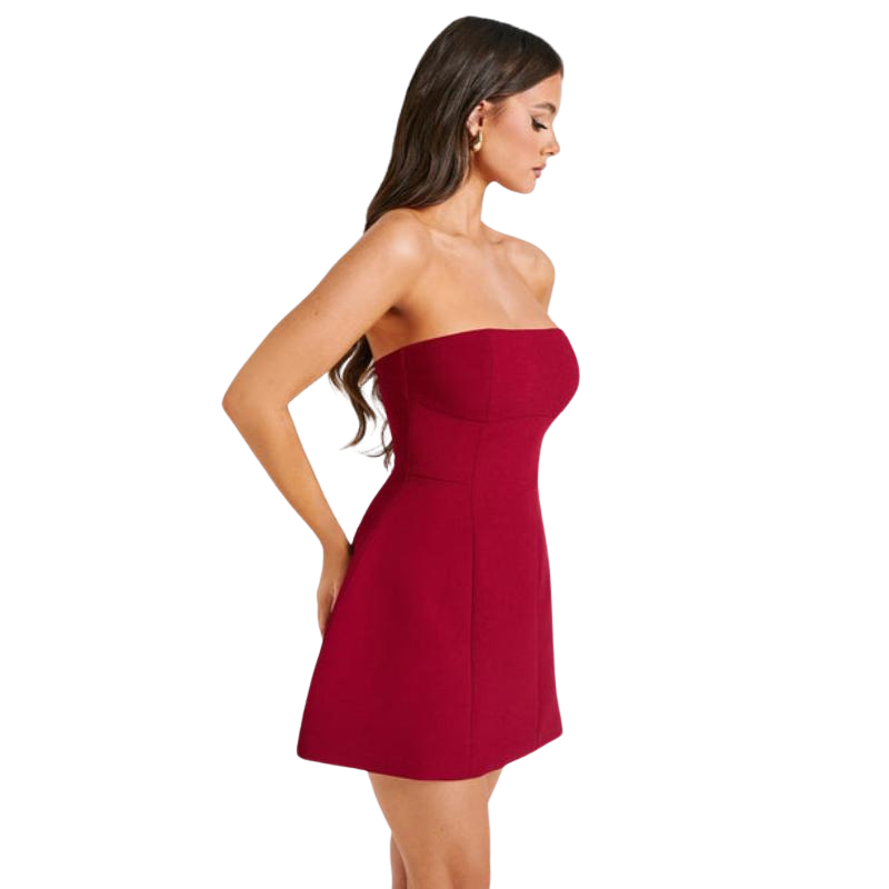 Strapless Mini Dress With Bubble Shape Skirt-My Comfy Blouse