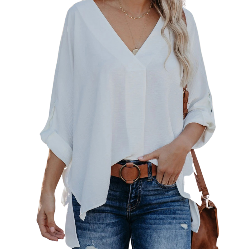 Long Sleeves V Neck Semi Formal Shirt-My Comfy Blouse