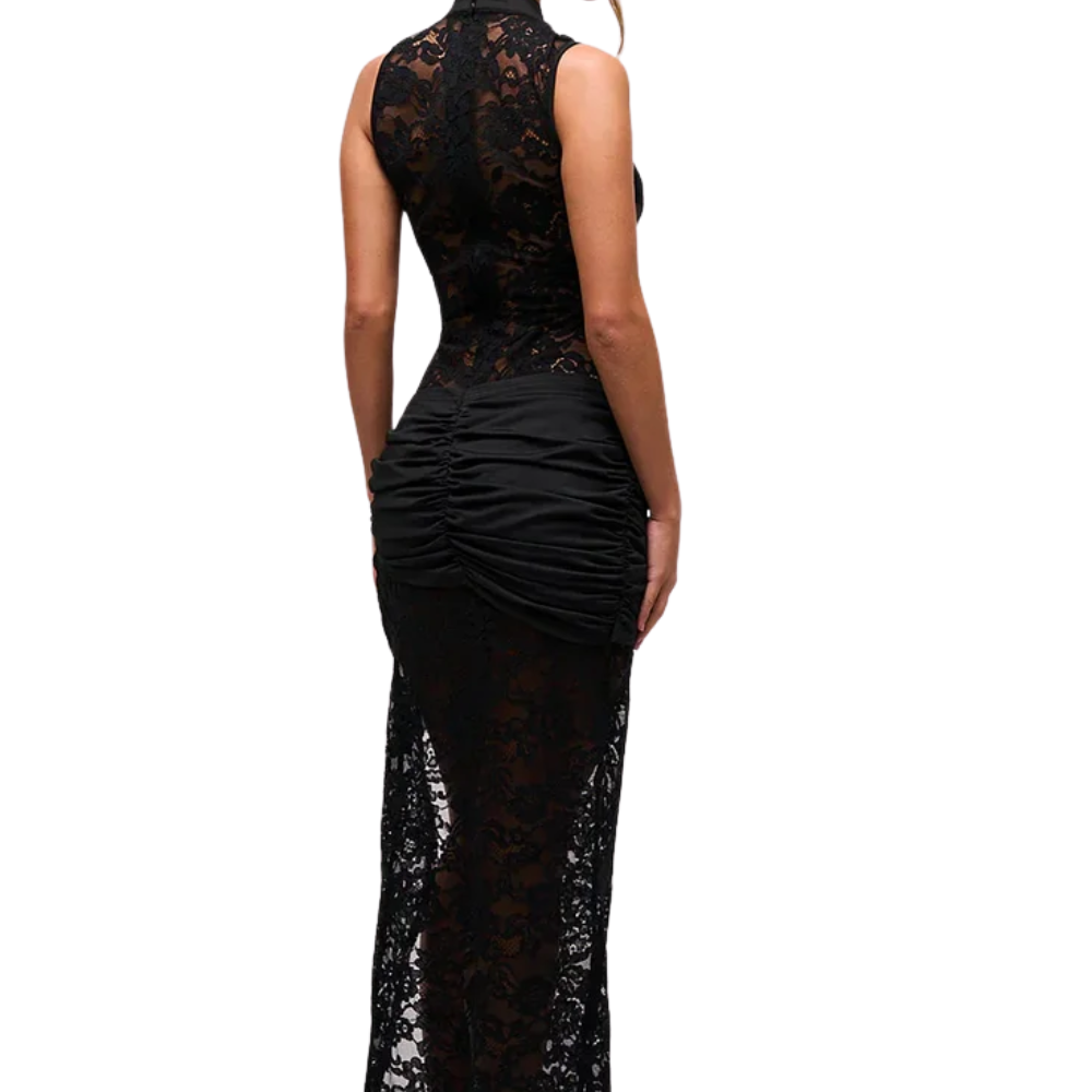 Fashion Lace Hollow Out High Slit Sleeveless Dress-My Comfy Blouse