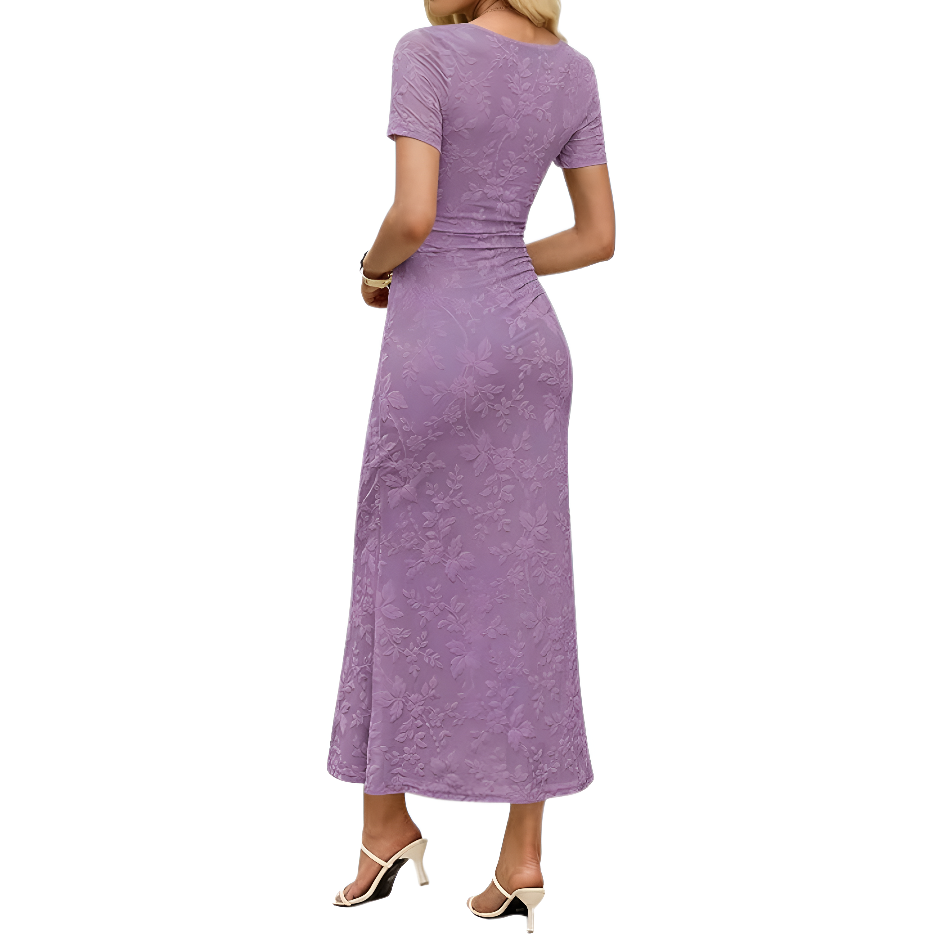 Summer And Floral Ruched Mesh Bodycon Maxi Dresses For Women