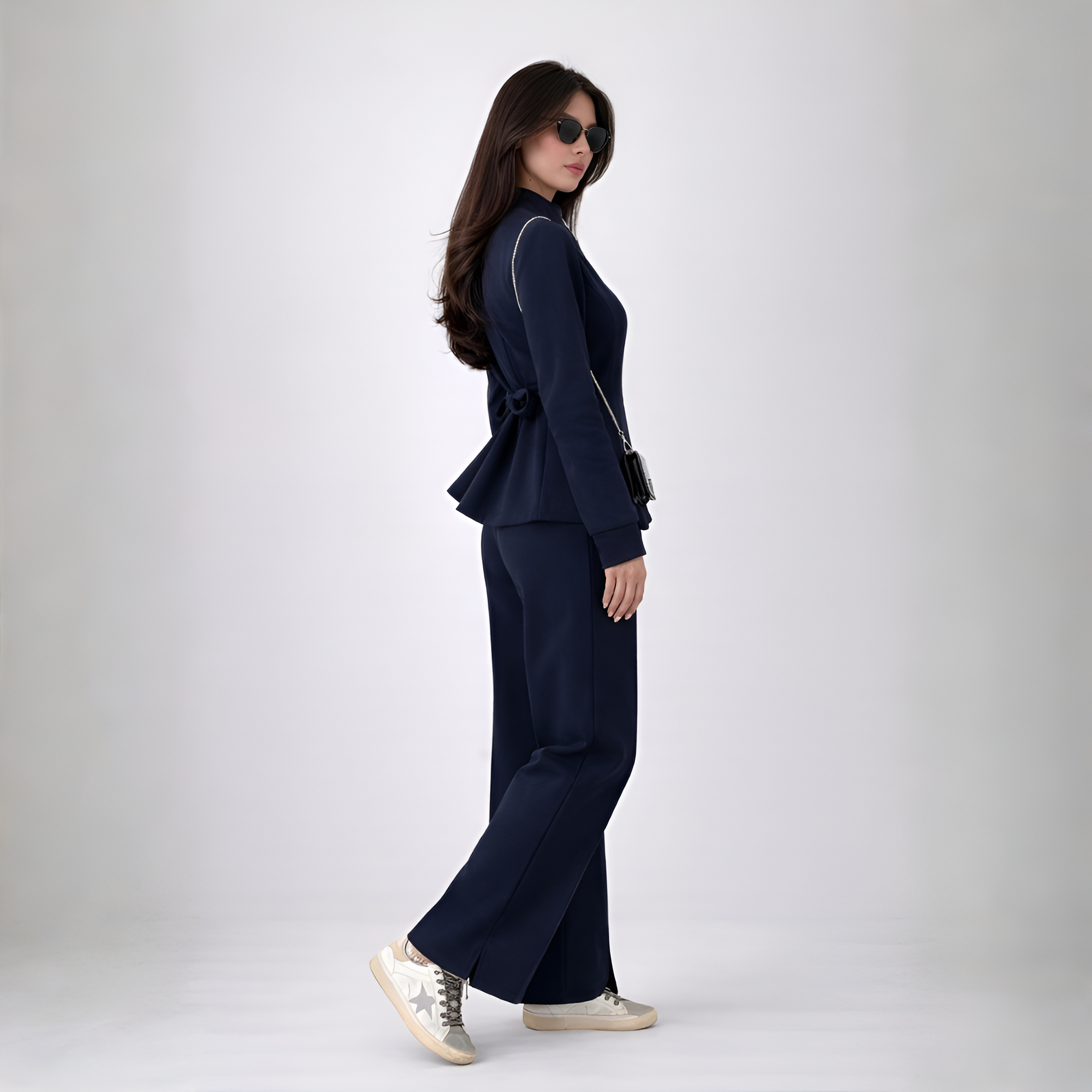 Two Piece Suit Set With Zip Up Jacket For Women
