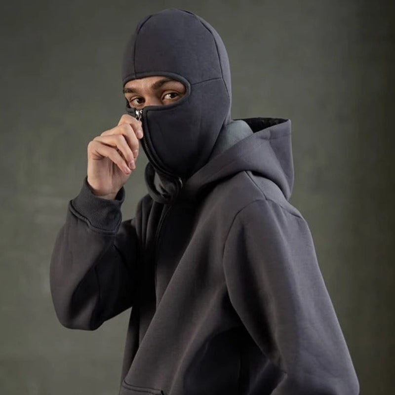 Windproof Outdoor Jacket With Adjustable Balaclava And Zippered Pockets-My Comfy Blouse