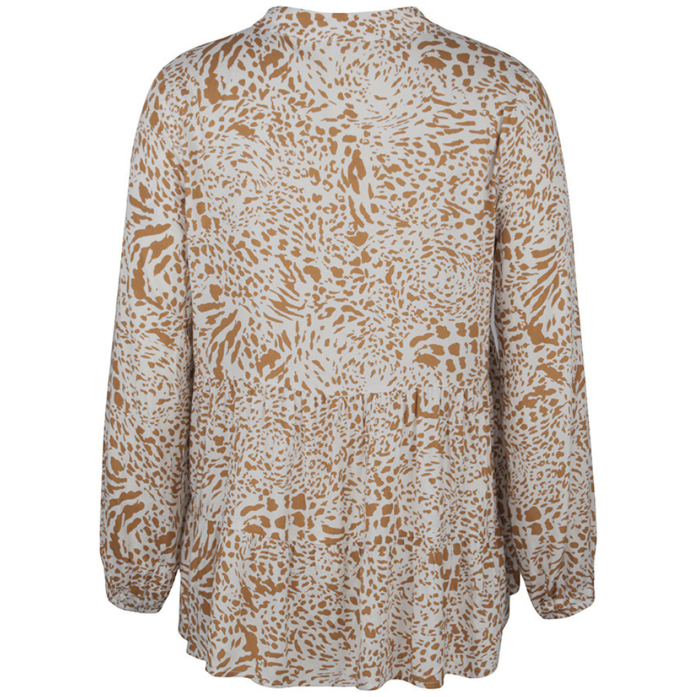 Abstract Pattern Flared Hem Full-Sleeves Shirt-My Comfy Blouse