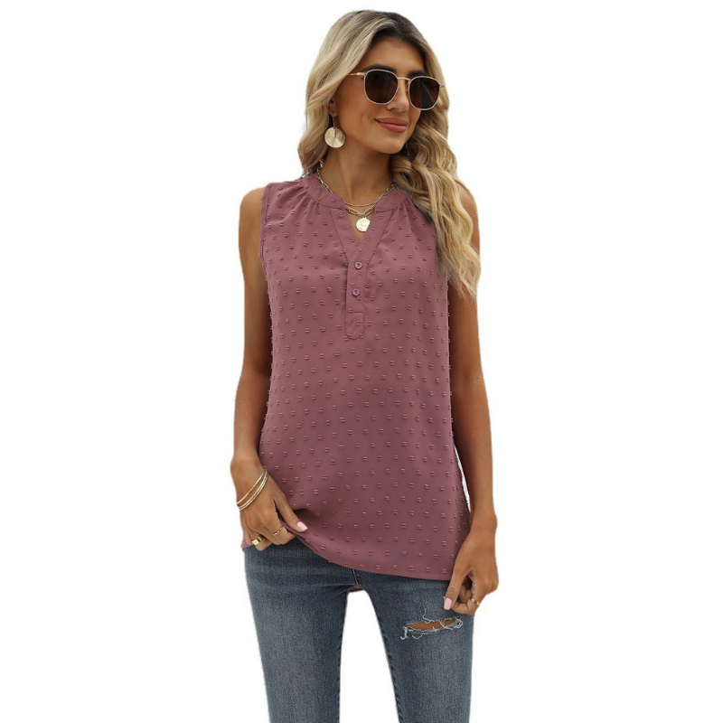 V Neck sleeveless Textured Blouse-My Comfy Blouse