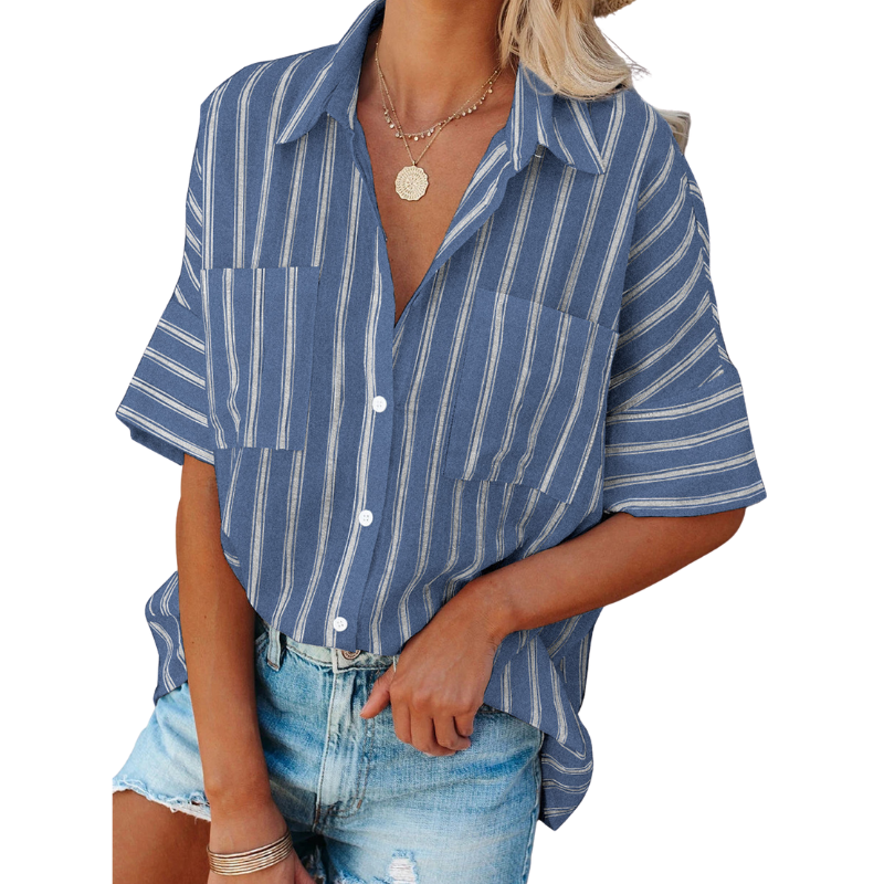 Semi-Formal Shadow Stripes Shirt-My Comfy Blouse
