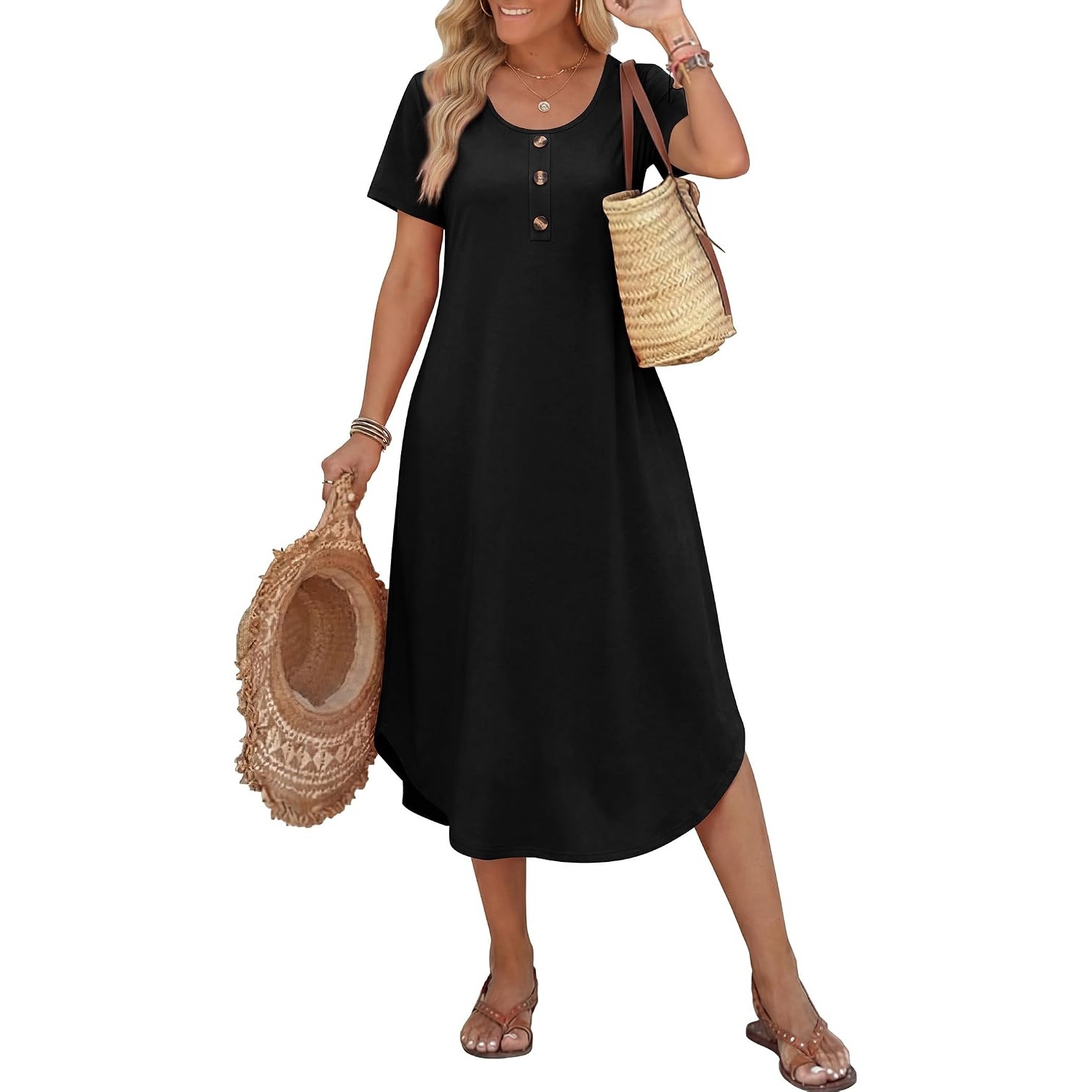 Casual Midi Resort Dresses With Pockets For Women