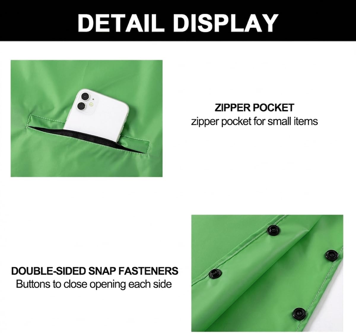 Waterproof Hooded Rain Poncho Jacket with Pocket for Adults