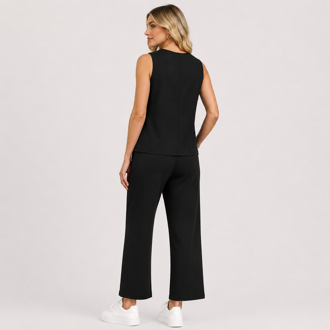 2 Piece Summer Outfits Matching Lounge Set Wide Leg Crop Pants For Women