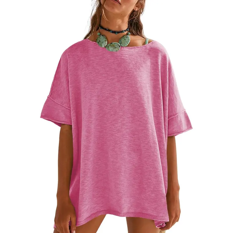 Loose Fit Short Sleeve Oversized Summer Tunic Top