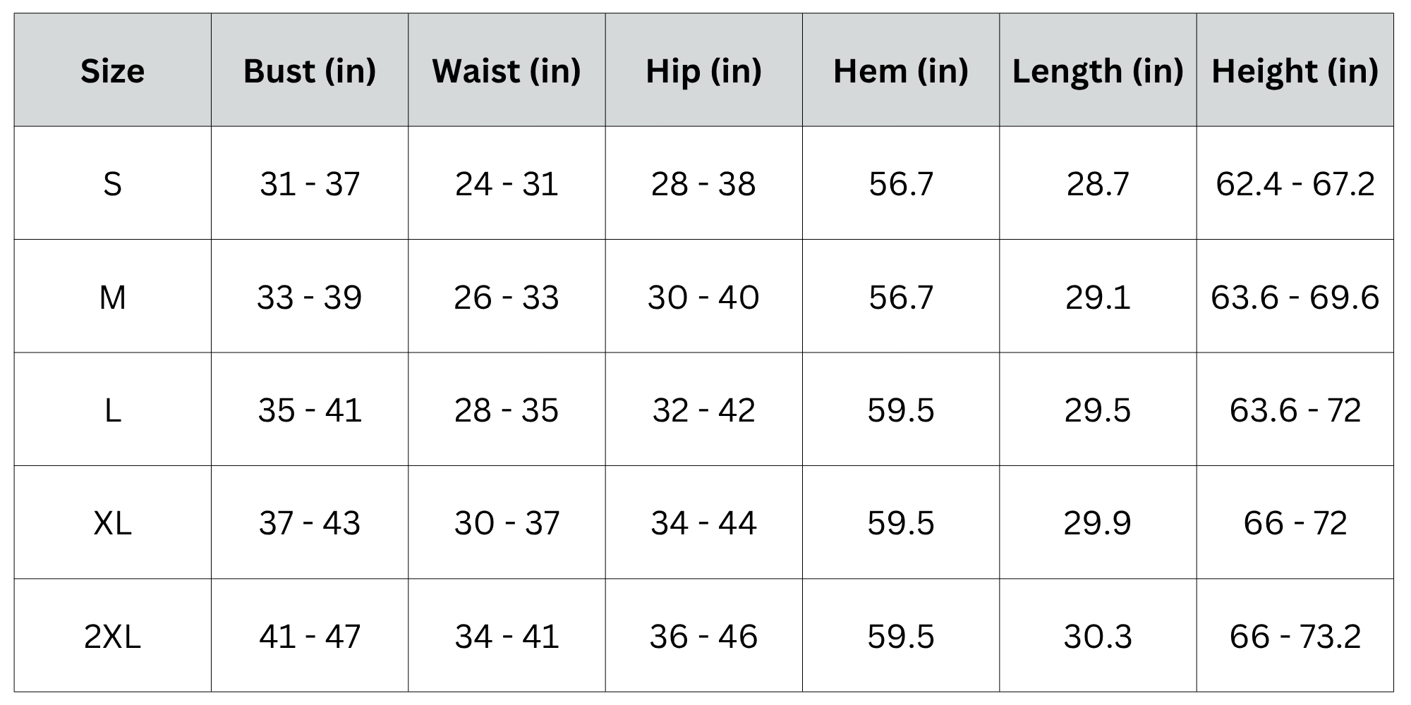 Size Chart