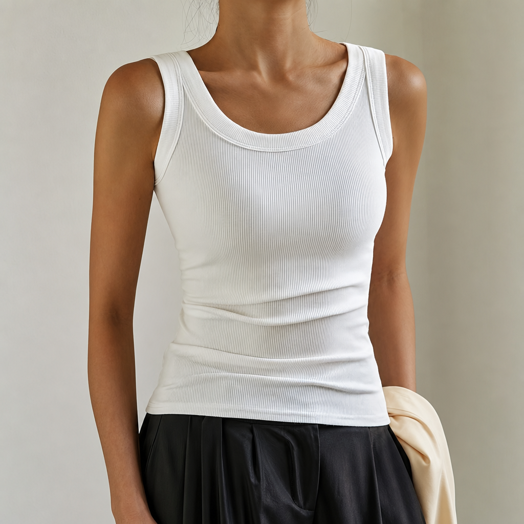 Casual Versatile Formal Sleeveless Ribbed Solid Vest For Women