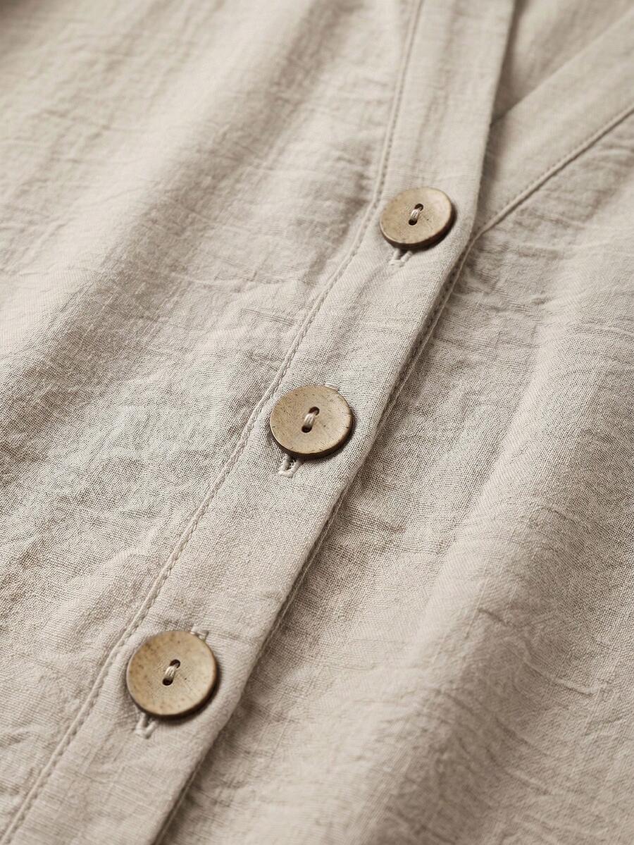 Zayélia Lady's Smooth-Woven Elegant And Simple Casual Summer Blouse, Work Shirt - Apricot - View 3