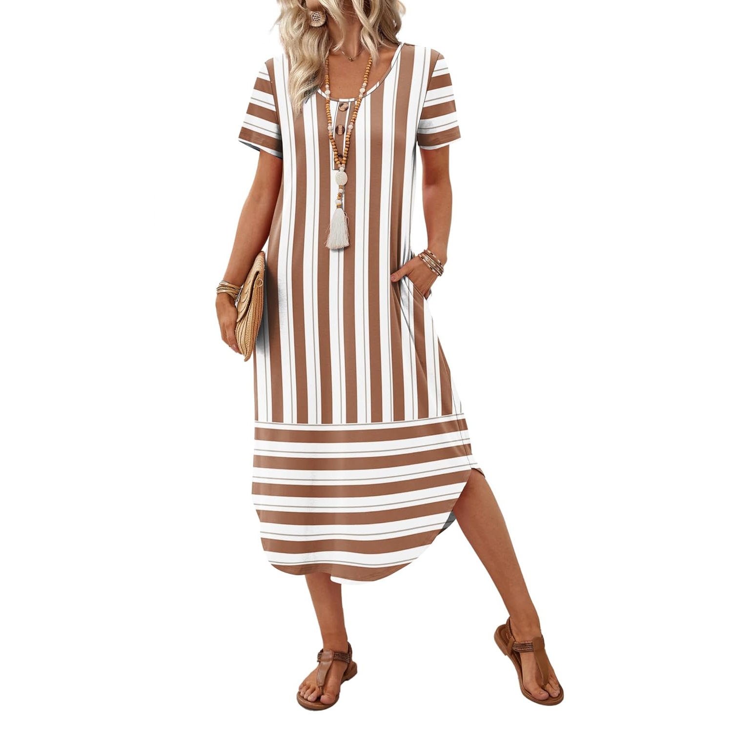 Casual Midi Resort Dresses With Pockets For Women