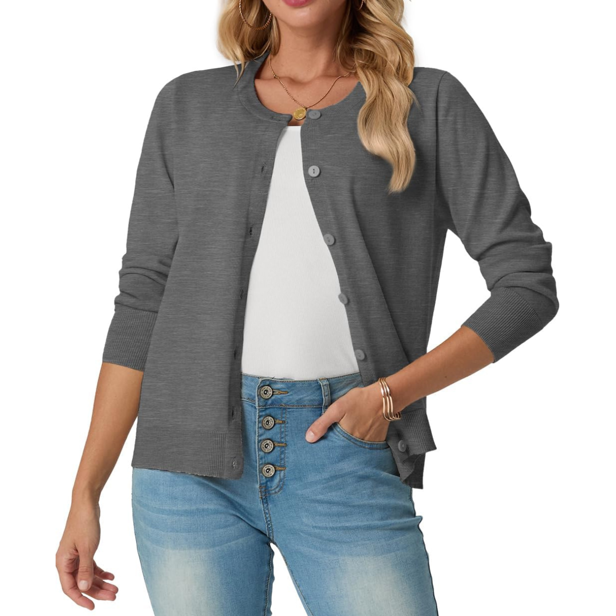 Casual Long Sleeve Knit Cardigan Sweater For Women
