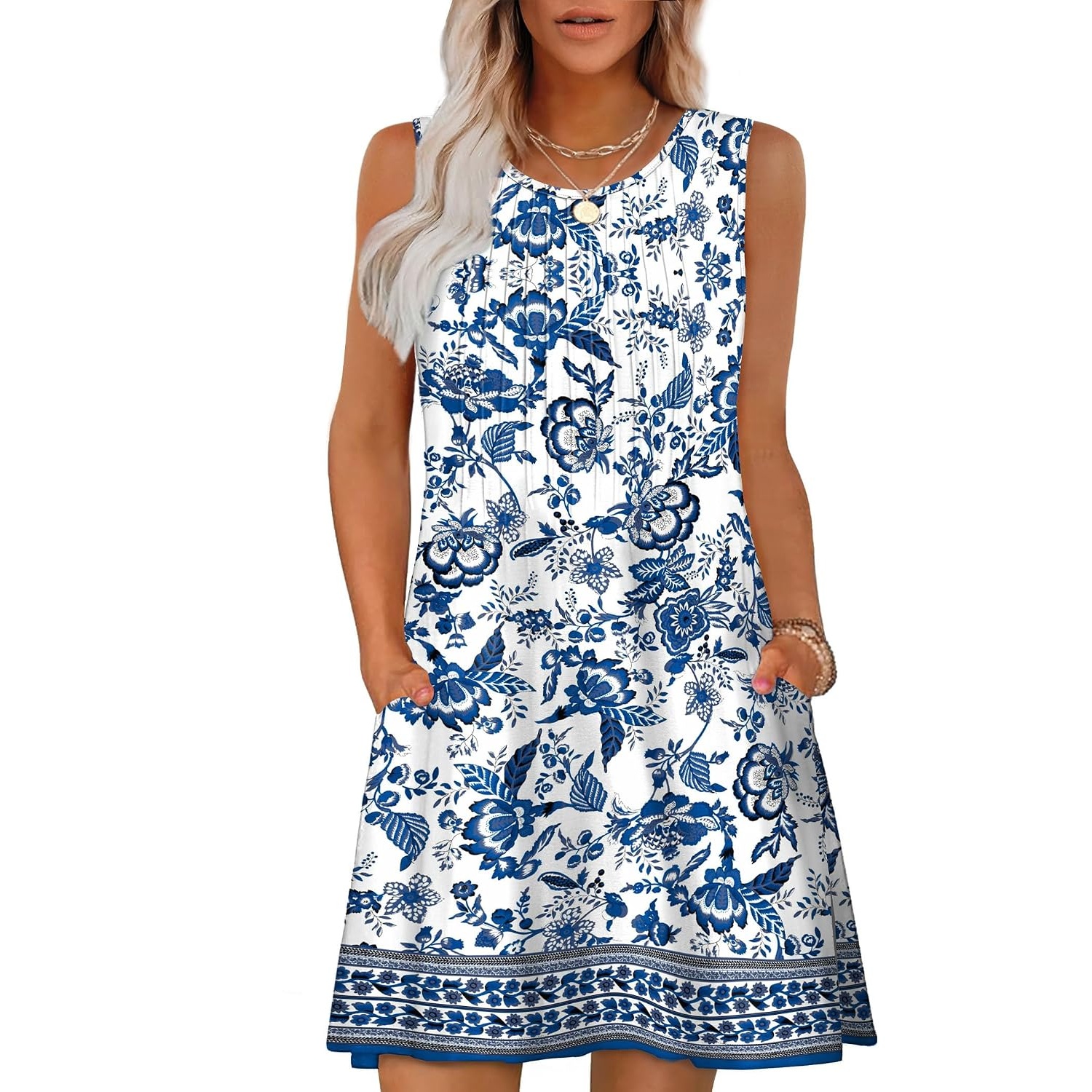Casual Loose Sleeveless Beach Crew Dress For Women