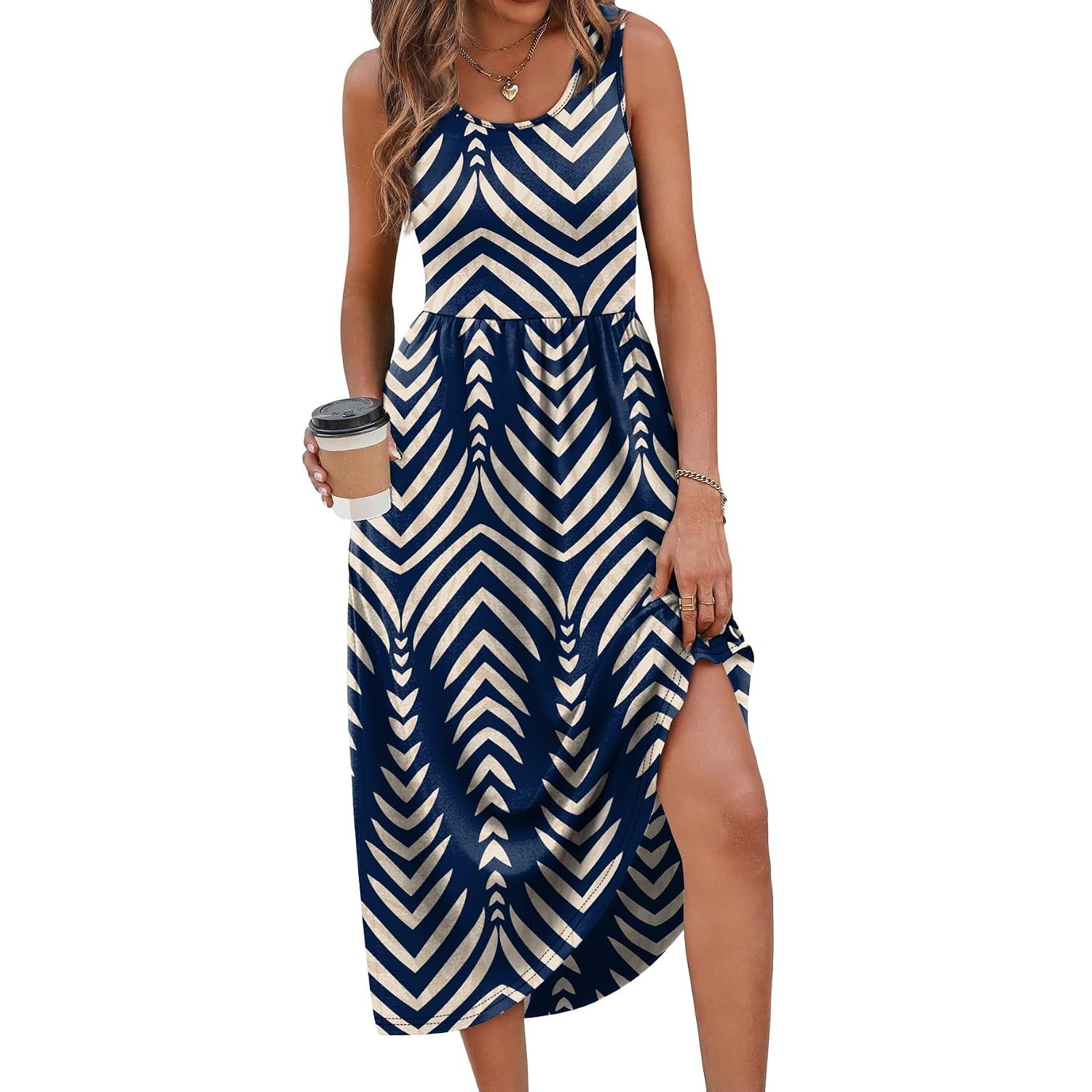 Casual Summer Midi Dress With Pockets For Women